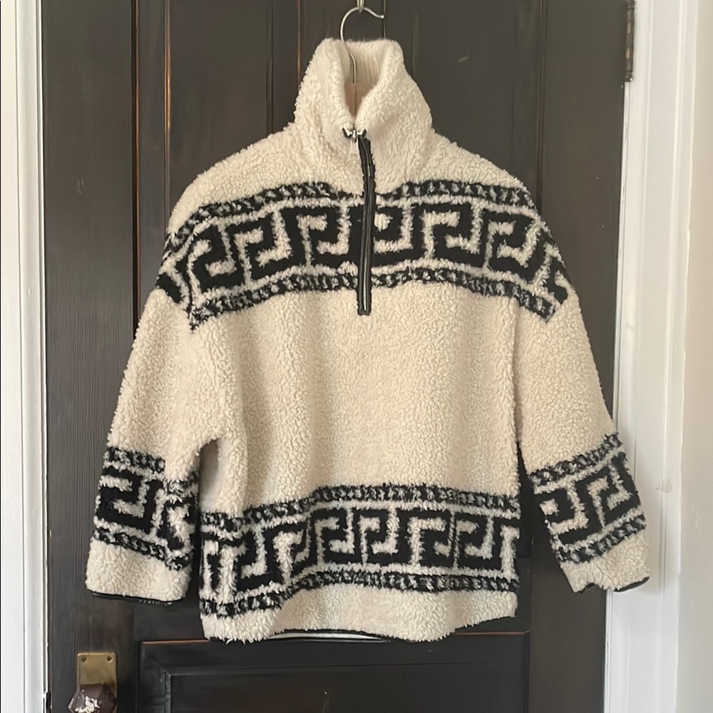 Isabel Marant Cream and Black Patterned Fleece Jumper